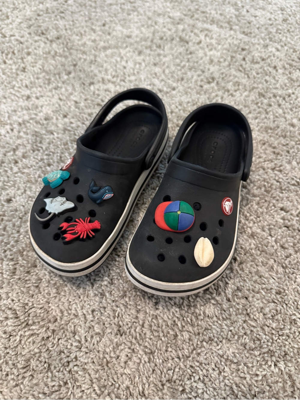 CROCS Kids Black Clog Sandals with Beach Charms